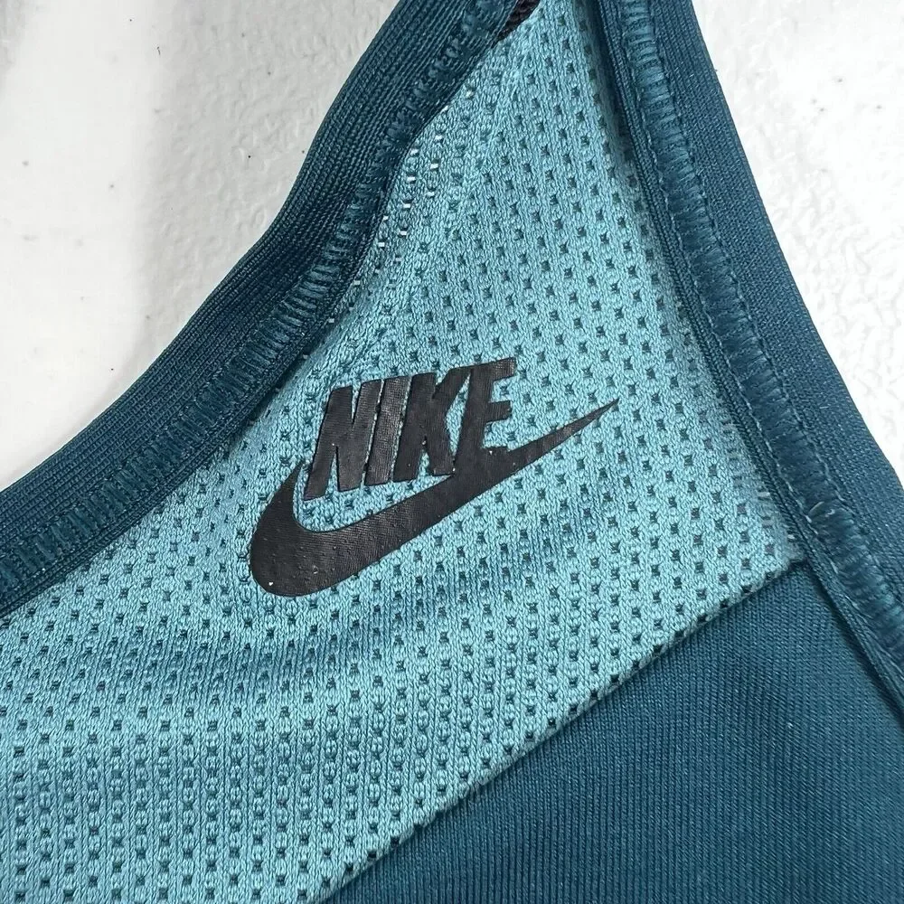 Nike Size M Swoosh Windrunner Medium‎ Support Cross-Back Cutout Bra Blue Black
